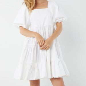 White Puff Sleeve Babydoll Dress